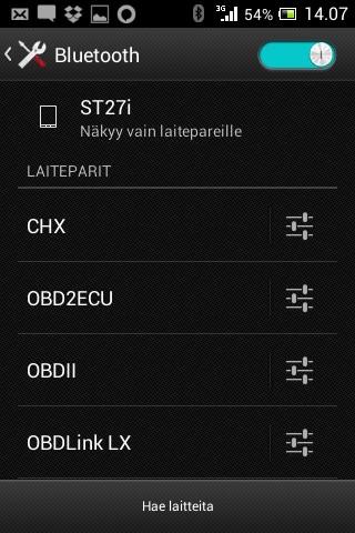 Bluetooth lukijan lisääminen laitepariksi Lisää DriveLooper-lukija (tai mikä tahansa muu OBD II Bluetooth lukija) laitepariksi puhelimeesi, kuten minkä tahansa muunkin Bluetooth laitteen.