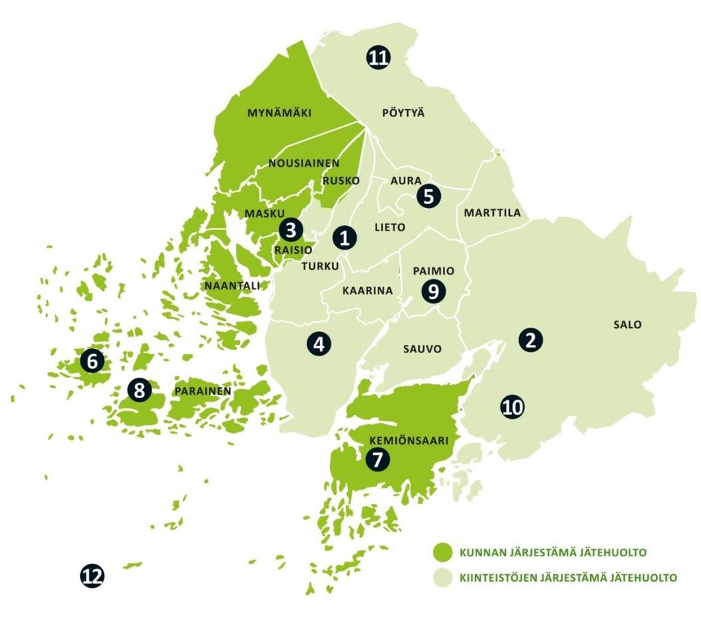 Asukkaiden oma jäteyhtiö Lounais-Suomen Jätehuolto Oy (LSJH) Omistajina 17 kuntaa 415 000 asukasta Liikevaihto yht.