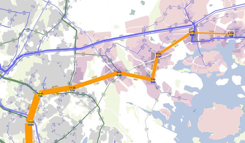 4. Porvoonväylän bussiliityntä Malmin asemalle Toimenpide Vaihtoehtotarkastelussa Porvoonväylän bussiliikenne on ohjattu Pasilan sijaan Malmin asemalle.