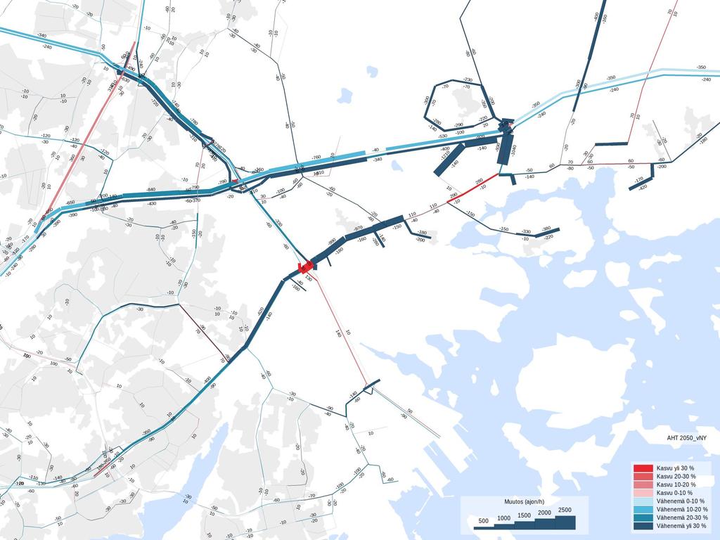 Yleiskaava-alueen nykytilaskenaarion vaikutus autoliikenteen määriin