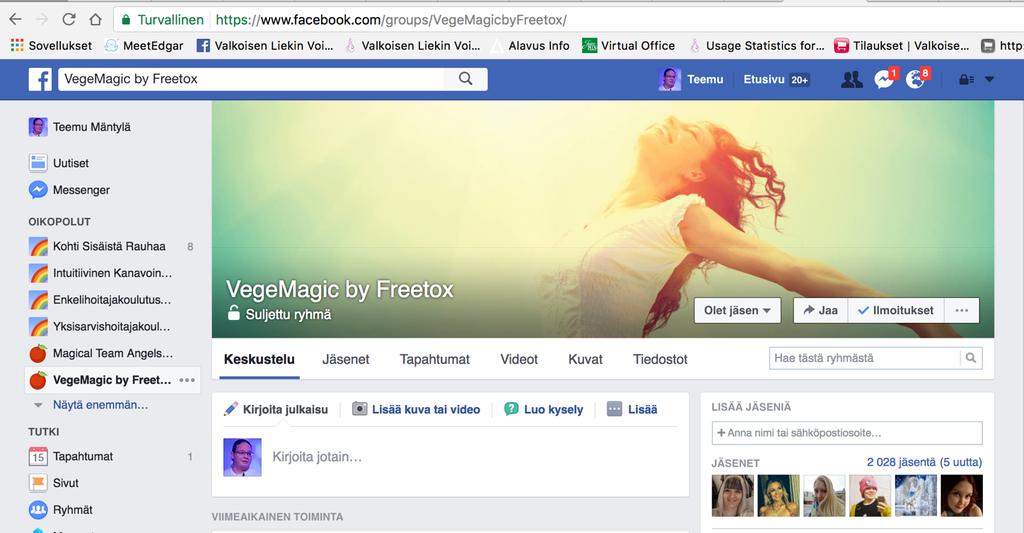 Ideoita, motivaatiota ja tukea Facebookista Yhä useampi ja useampi oppilaamme ja asiakkaamme huomaa verkkokoulutustemme ja ryhmäkaukohoitojemme seurauksena ruokavalionsa muokkautuvan yhä enemmän ja