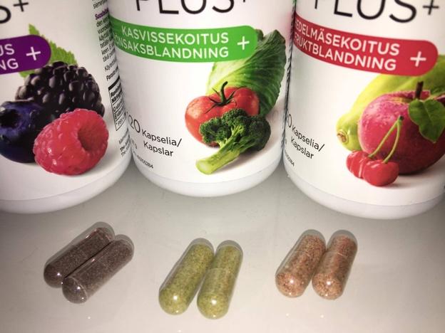 Juice Plus+ kapseleiden käyttö Juice PLUS+ kapseleiden käyttö on helppo tapa, oikotie, jolla saamme lukemattoman määrän ravinteita, hivenaineita, antioksidantteja ja vitamiineja kypsistä kasvisista