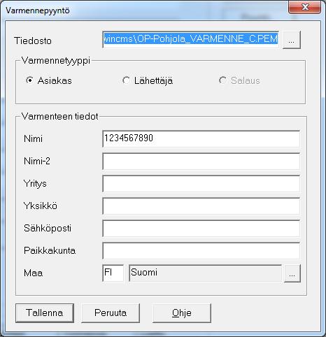 tee seuraavaksi varsinainen varmennepyyntö.