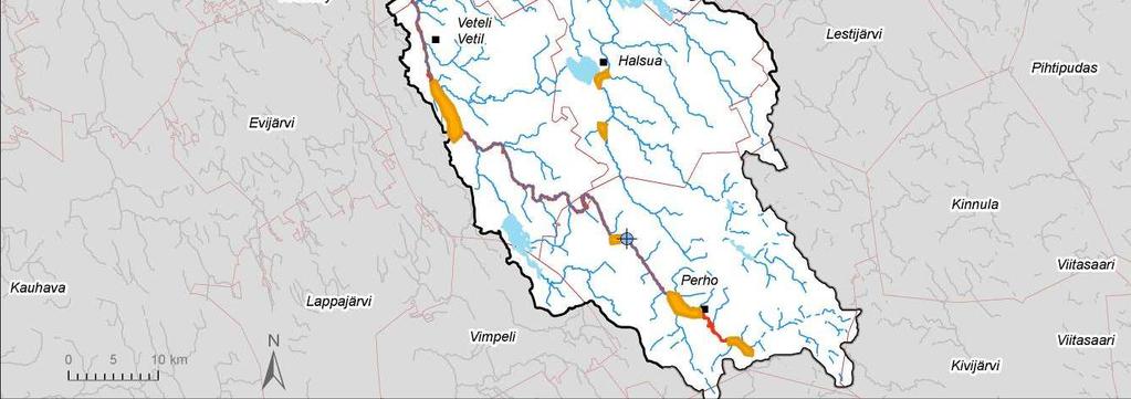 vesistöön. Peltoja on vuoden 2000 kaltaisella tulvalla veden alla noin 1200 ha.