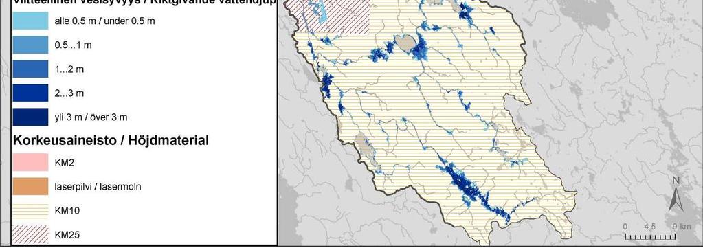 ( SYKE, ELY-keskukset; korkeustieto MML lupa nro 7/MML/09) Merkittävien tulvariskialueiden tunnistamisessa voidaan käyttää lisäksi ns.