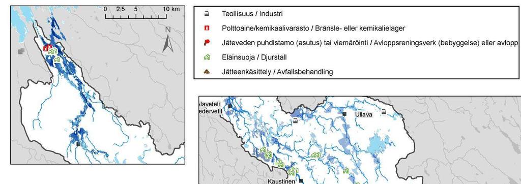 6.4. Tulvariski ympäristölle ja kulttuuriympäristölle Tarkasteltaessa tulvariskiä ympäristölle otetaan huomioon kohteet, jotka voivat aiheuttaa tulvatilanteessa ympäristön äkillistä pilaantumista.