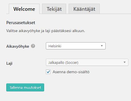 Kuva 4. SportsPressin perusasetusten valinta 5.3 Teeman valinta SportsPressiin on saatavilla ilmainen Rookie-teema, joka otettiin käyttöön heti SportsPressin asennuksen jälkeen.