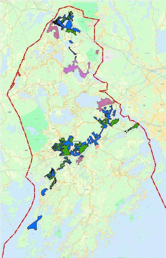 Vesihuollon tilanne (31.12.2016) Kartalla vesihuollon toiminta-alueet -> hajajätevesiasiat eivät koske Vesihuollon toiminta-alueiden ulkopuolella n.