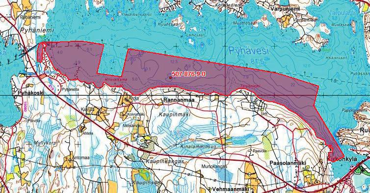 17 Kuva 5/1. Mäntyharjun kunnan Kyttälä-Paasola osakaskunnan yhteinen vesialue (507-876-9-0). Yhteisen vesialueen pinta-ala on 1068 ha:a ja 705 osakastakiinteistöllä (1.8.2013) on osuus vesialueeseen.