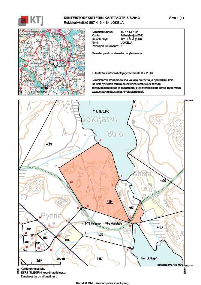 69 on alun perin rekisteriin kirjoitettu. Muistutus- ja huomautustietoja on merkitty kiinteistörekisteriin vaihtelevin periaattein, minkä vuoksi niissä voi olla puutteita ja epätarkkuuksia. 3.