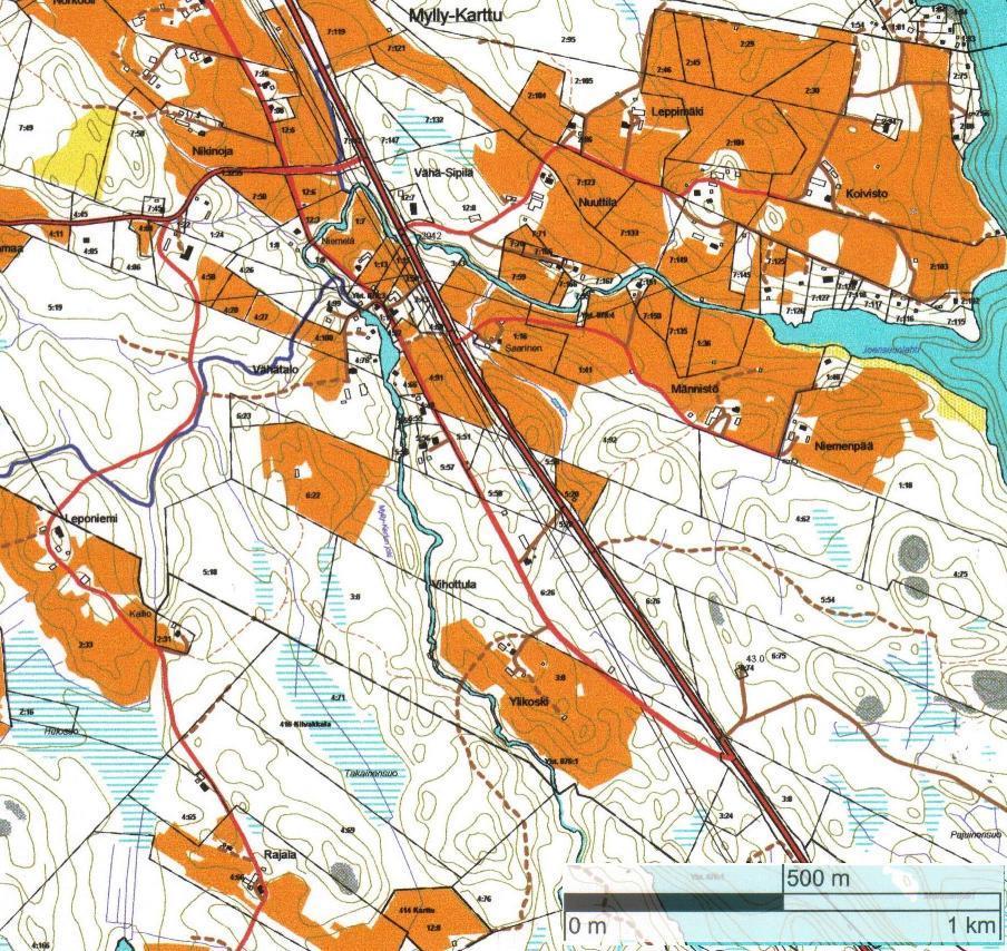 MYLLYKARTTU 2. KOIVUHAKA 2:58 ma Asuinrakennustontteja 2 kpl, pinta-ala n. 0,5 ha/tontti, osuudet yhteisiin. Istutettua vanhaa peltoa ja eteläosa metsämaata, osin kallioista.