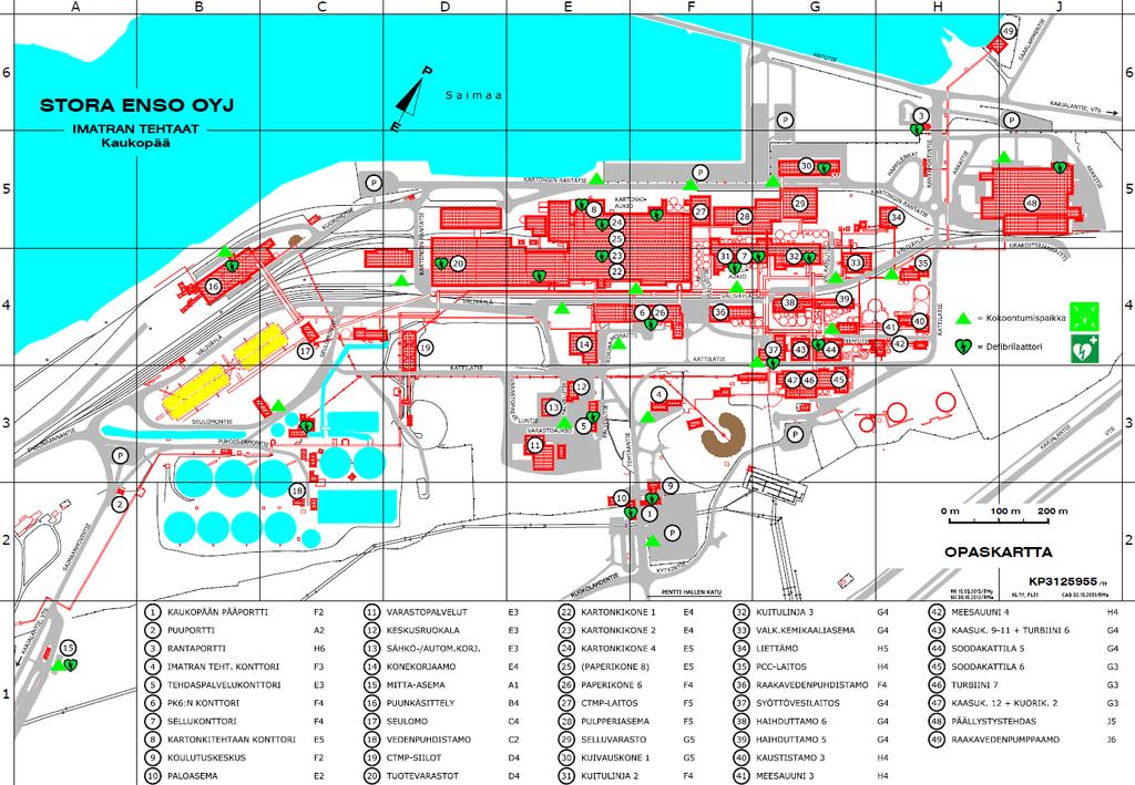 13 Kuva 2.1 Stora Enso Oyj:n Kaukopään tehdasalueen opaskartta selitteineen.