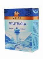 Yksi suolakilo sisältää 25 mg jodia. MEIRA HIENOKITEINEN MERISUOLA 850 G AINESOSAT: Merisuola, paakkuuntumisen estoaine (E 535).