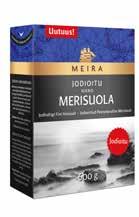 Meira-koodi 101729 / 7 kpl *6414206450257* MEIRA RUOKASUOLA 1 KG AINESOSAT: Suola, kaliumjodidi, paakkuuntumisenestoaine (E 536).