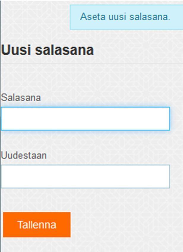 Tämän jälkeen selaimeen avautuu lomake, johon syötetään sen käyttäjätilin sähköpostiosoite, jonka salasana halutaan muuttaa. Ruudulla näkyvä tunnus (ao.