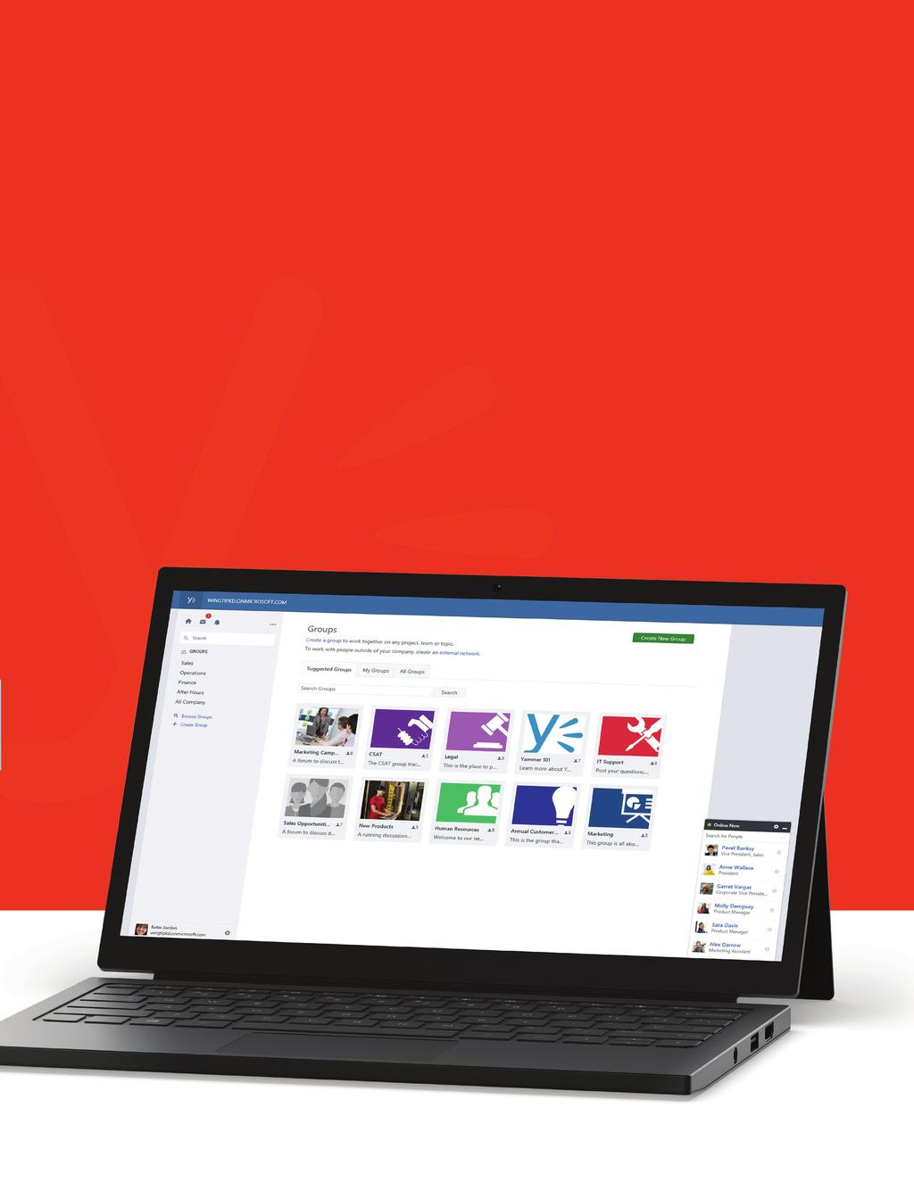 Yammer-käyttötapausluettelo Yammer on sosiaalinen työtila se helpottaa päivitysten jakamista,