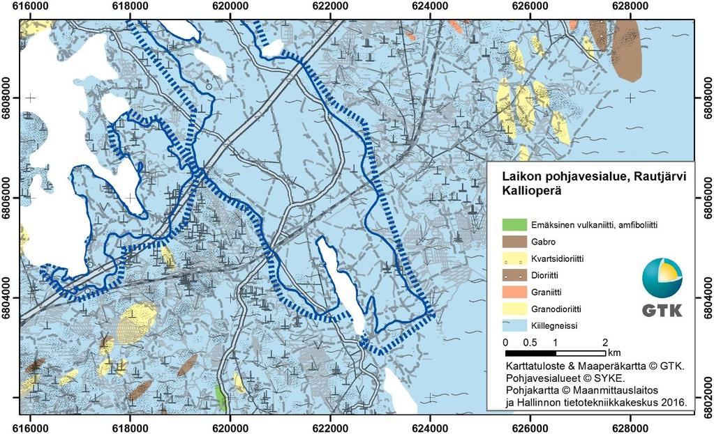 GEOLOGIAN TUTKIMUSKESKUS Geologinen rakenneselvitys 12 2822017 Kuva 7: Tutkimusalueen kallioperä Suomen kallioperä DigiKP Digitaalinen karttatietokanta [Elektroninen aineisto] Espoo Geologian