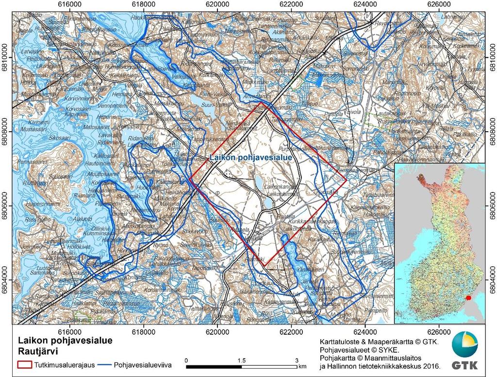 GEOLOGIAN TUTKIMUSKESKUS Geologinen rakenneselvitys 1 2822017 1 JOHDANTO 11 Yleistä Geologian tutkimuskeskuksen (GTK) Pohjavesi yksikkö on tehnyt geologisen rakenneselvityksen Laikon