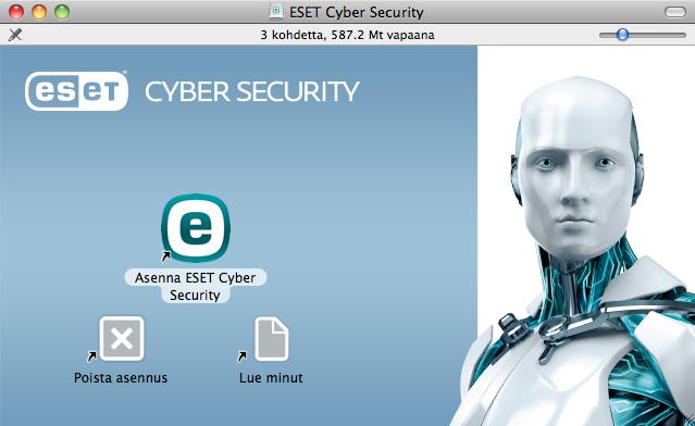 Ohjatun asennustoiminnon voi käynnistää seuraavasti: 1. ESET Cyber Security ESET Cyber Security on uusi lähestymistapa aidosti integroituun tietokoneen suojaukseen.