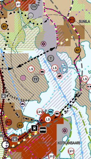 Oravakorpi Vaahterikonkangas Työpaikat (TP-1, TP-2, TP-3, TP-4) Kotka Ristinkallio Keltakallio Mussalo Jylppy Malminki Jumalniemi Hakamäki