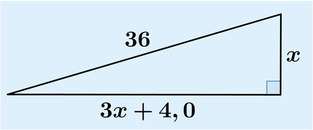 Huippu 3 Tehtävien ratkaisut Kustannusosakeyhtiö Otava päivitetty 14.9.016 31. Merkitään suorakulmaisen kolmion lyhemmän kateetin pituutta kirjaimella x. Pidemmän kateetin pituus on silloin 3x + 4,0.