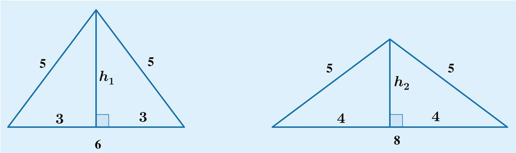 Huippu 3 Tehtävien ratkaisut Kustannusosakeyhtiö Otava päivitetty 14.9.016 3. Kolmiot ovat tasakylkisiä, joten niiden korkeusjanat puolittavat kannat. Lasketaan kolmioiden korkeudet.