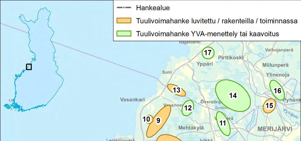 Kalajoen kaupunki Läntisten tuulivoimapuiston osallistumis- ja arviointisuunnitelma 11 Kuva 9.