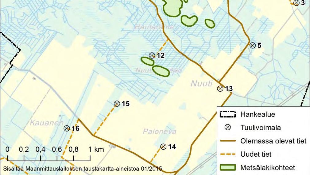 Rakentamisesta aiheutuu kasvillisuusvaikutuksia, kun puustoa kaadetaan ja maaperää muokataan tuulivoimaloiden, sähköaseman, huoltoteiden ja maakaapeleiden sijoituspaikoilla.