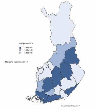 Maakunnittaiseen keskiarvoon vaikuttaa avoinna olevien virkojen määrä, joka vaihtelee vuosittain suuresti. Maakunnan keskiarvoon laskettavia virkoja voi olla esimerkiksi vain yksi.