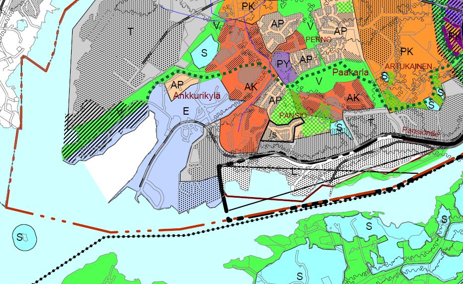 61/163 Kuva 7-3. Ote Turun yleiskaava 2020 kaavakartasta (kuulutettu lainvoimaiseksi 29.5.