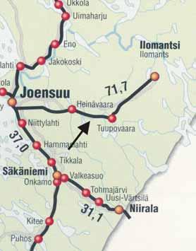 1 ONNETTOMUUS 1.1 Tapahtuma-aika ja -paikka Onnettomuus sattui 13.7.2006 kello 16.41 Tuupovaaran ja Heinävaaran välisellä rataosuudella, ratakilometrillä 658+440. Kuva 1.