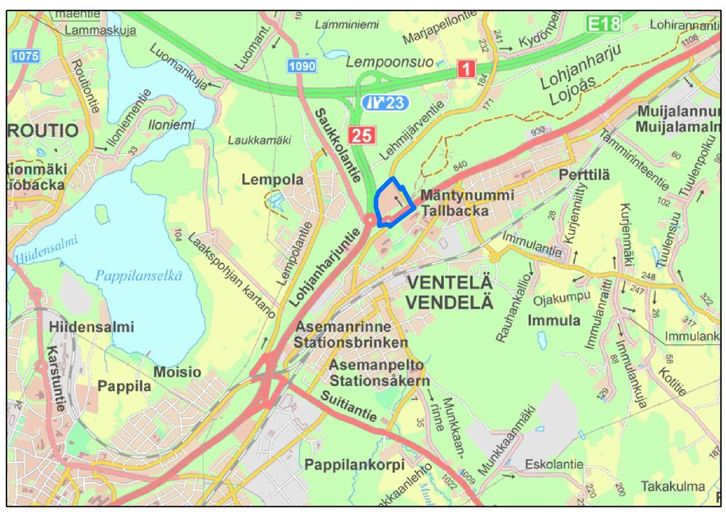 KAAVOITETTAVA ALUE KAAVOITETTAVA ALUE Kaava-alueeseen kuuluu yksityisessä omistuksessa oleva kortteli 96 sekä osat Lohjanharjun- ja Lehmijärventeistä.