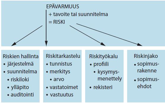 18 Kuva 8. Projektinjohtohankkeen riskienhallinnan käsitehierarkia (RT 10-11082 2012, 3).