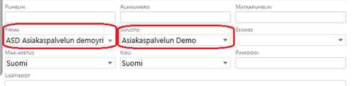 Lisätään tunnukselle firma ja sivusto Henkilötietojen ylläpitonäkymässä yläpalkin Muokkaa toiminolla lisätään käyttäjätunnukselle Firma ja Sivusto.