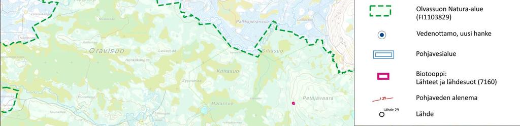 26 (39) FCG SUUNNITTELU JA TEKNIIKKA OY 27 (39) Kuva 13. Luontotyypin lähteet ja lähdesuot (7160) sijoittuminen Natura tietokannan paikkatietojen perusteella (Metsähallitus 2016).