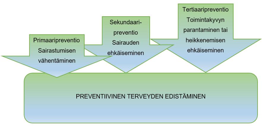 11 Kuvio 2. Preventiivisen terveyden edistämisen osa-alueet (Savola & Koskinen- Ollonqvist 2005.