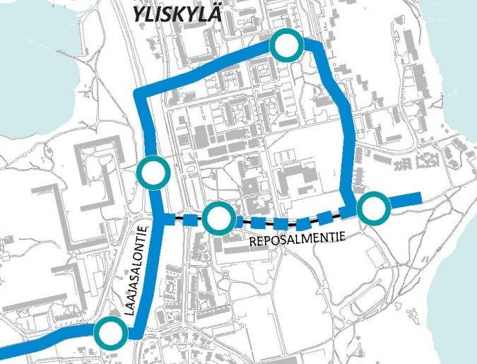 nykyinen noin 8,5 kilometrin etäisyys Yliskylän keskuksesta rautatieasemalle lyhenee noin 7,5 kilometriin.