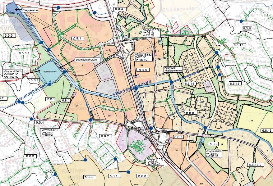Liite 7, Hulevesiselvitys, suunnitelmakartta Bilaga 7, Dagvattenutredning, bräddavloppskarta http://www.kokkola.