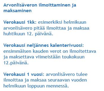 ARVONLISÄVERO-OPAS ARVONLISÄVERON ILMOITTAMINEN JA MAKSAMINEN 20 Arvonlisäverojen ilmoittamisen ja maksamisen käytännöt muuttuivat osittain vuoden 2017 alussa.