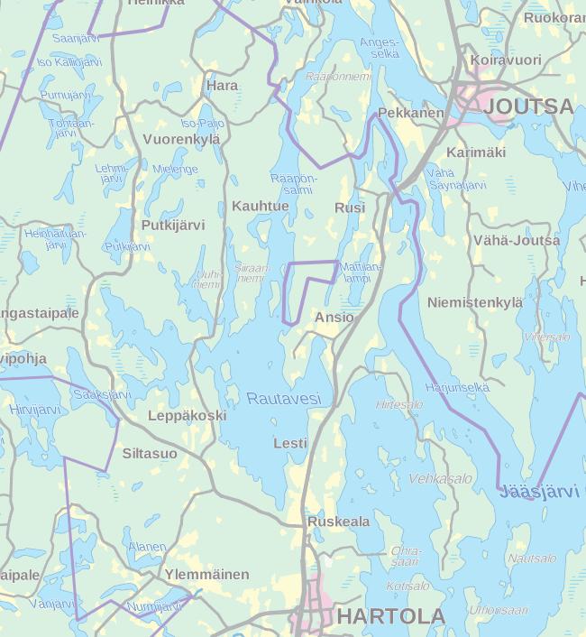 Raportissa Rautaveden Kirkkolan osakaskunnan vesialueet jaettiin eteläiseen ja pohjoiseen Rautaveteen sekä Leppälahteen (kuva 1).