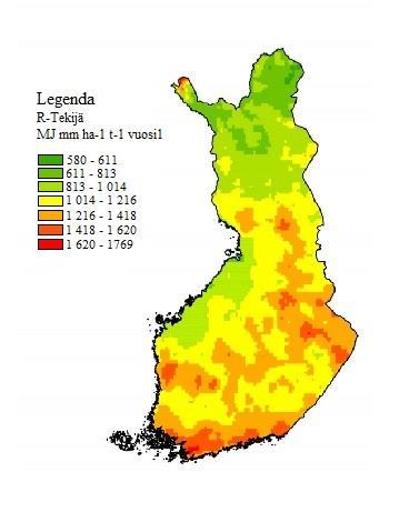 28 Kuva 5. R-tekijä Suomessa (Kuva: MTT 2014). 5.1.2 Maaperätekijä K Veristechin EC-mittarilla voidaan paikkatietoon perustuvalla maaperämittauksella luoda useita karttoja pellon eri tekijöiden arvoista.