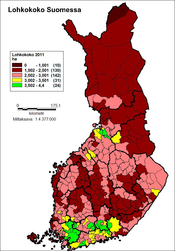 Peltolohkojen keskikoko TILUSRAKENNE Peltolohkojen keskikoko on Suomessa 2,37 hehtaaria.