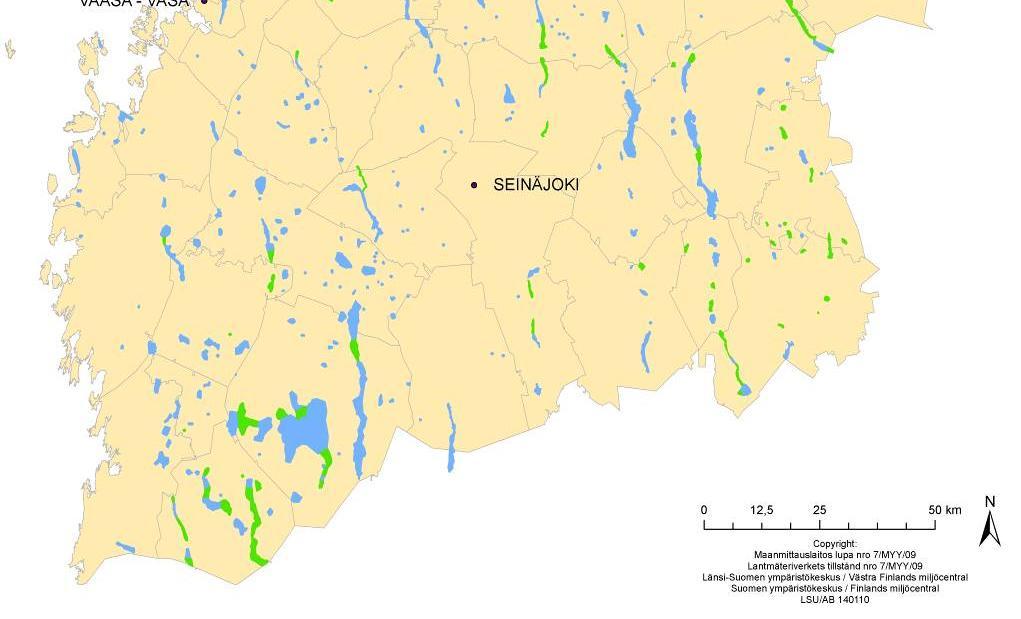 /vrk Kuva 2. Pohjavesialueet Länsi-Suomen ympäristökeskuksen alueella. Länsi-Suomen ympäristökeskuksen alueella pohjavesivarat ovat jakautuneet epätasaisesti.