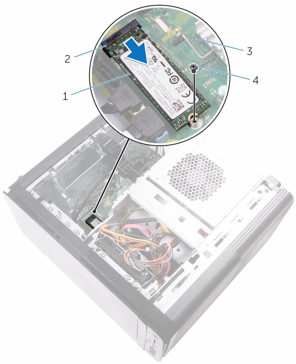 2 Irrota SSD-asema emolevystä vetämällä ja nostamalla.