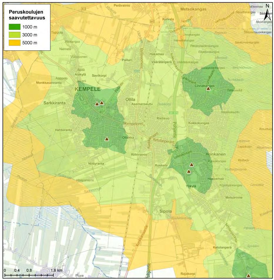 Karttatarkastelulla on selvitetty eri palvelujen