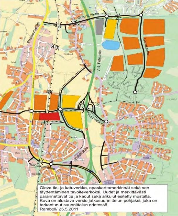 yhteys Asemanseudun pohjoispuolitse Eteläsuomentielle sekä myös itään Linnakankaan alueelle.