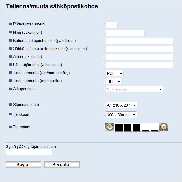 5. Alkuperäisten skannaaminen Skannauskohteiden tallennus Tässä kerrotaan, miten skannauskohteita tallennetaan osoitekirjaan.