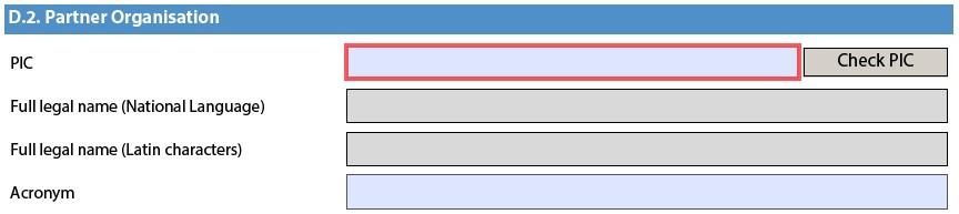 D.2. Partner organisation Täytetään vastaavasti kuin kohta D.1.