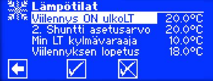 Hystereesi:Viilennys Hystereesi: Viilennys Viilentäville LWD-pumpuille Viilennyksen paluu Viilennyksen paluu Viilentäville LWD-pumpuille asetettavissa välille 13 C - 25 C.