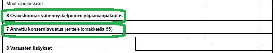 Veroilmoitus 6B, tuloverolaskelman kulut Osuuskunnan vähennyskelpoinen